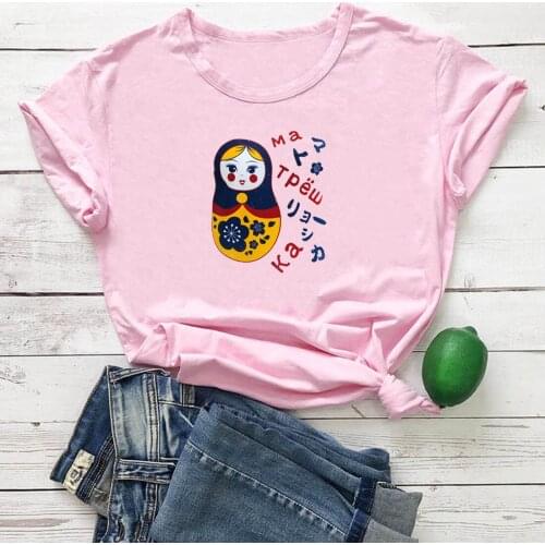Lovely Japanese Doll T Shirts Women Loose Cotton Camiseta Mujer Funny Cartoon Pattern Women Tshirt Fashion Tee Shirt Femme Tops