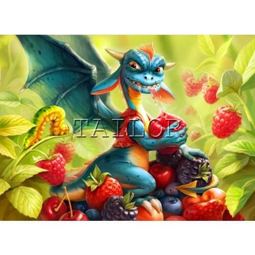5d diamond painting kit set complet Cross stitch cuadros 3D diy full square Dragon fruit insect fantasy embroidery dirll drawing