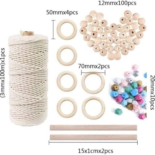 Tapestry Handicraft Weaving Material Combination Set Wooden Beads Ring Rope DIY Plant Hooks Hand Making Sewing Accessories