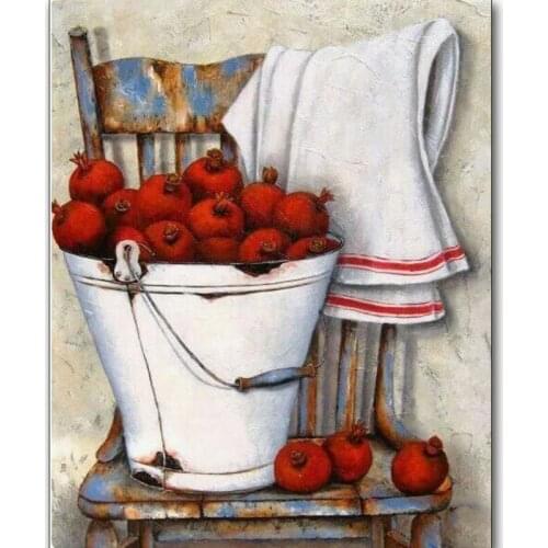 Restaurant decoration embroidery pattern diamond 5D DIY painting chair flower fruit 3D cross stitch kit mosaic sticker