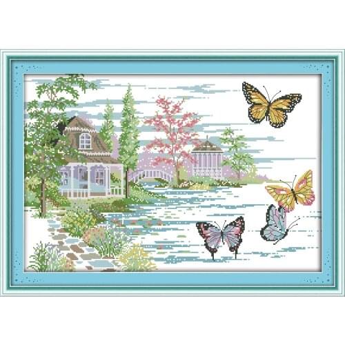 Everlasting Love The Butterfly Estate Chinese Cross Stitch Kits Ecological Cotton Stamped 11 14CT Christmas Decorations For Home