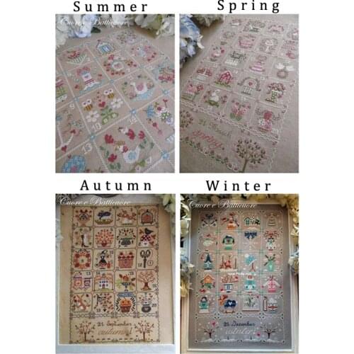 Gold Collection Lovely Counted Cross Stitch Kit Calendar Quartet Spring Summer Autumn Fall Winter, 4 sets