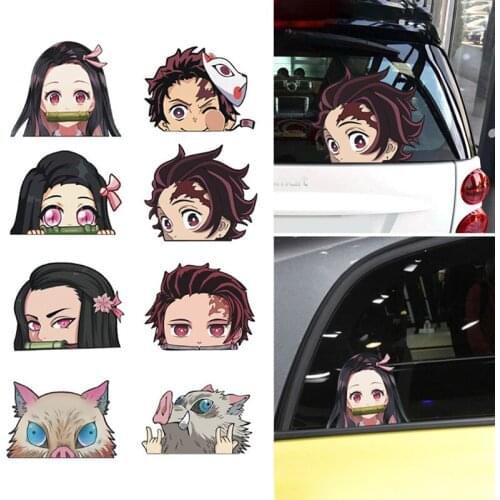 Demon Slayer Figure Stickers Aesthetic on Car Hot Anime Reflective Waterproof Sunscreen Cute Car Stickers for Kids Toys Gifts