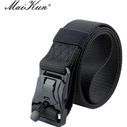 Maikun New Mens Alloy Magnetic Buckle Nylon Tactical Belt Outdoor Leisure All-Match Versatile Quick Release
