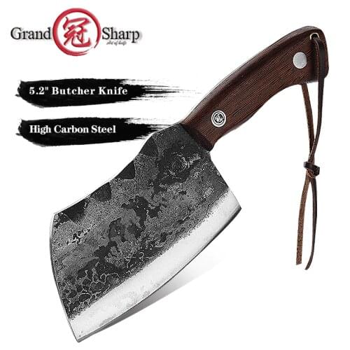 Grandsharp Forged Clad Steel Handmade Boning Knife Chef Knife Slicing Knife Butcher Cleaver Kitchen Knives Meat Cleaver Kitchen