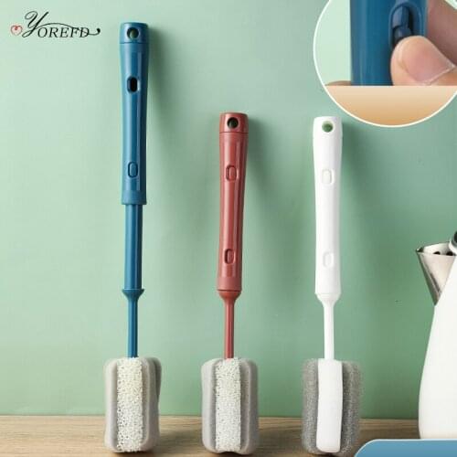 OYOREFD Long Handle Telescopic Bottle Brushes Sponge Bottle Cleaner Home Glass Cup Milk Bottle Teapot Decontamination Scrubber