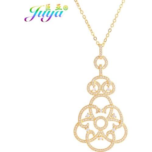 2018 Fine Jewelry Micro Pave CZ Crystal Hollow Tulip Flower Necklace For Women Handmade Chokers DIY Craft Jewelry