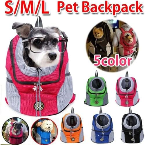 Out Double Shoulder Portable Travel Backpack Outdoor Pet Dog Carrier Bag Pet Dog Front Bag Mesh Backpack Head Pet Supplies