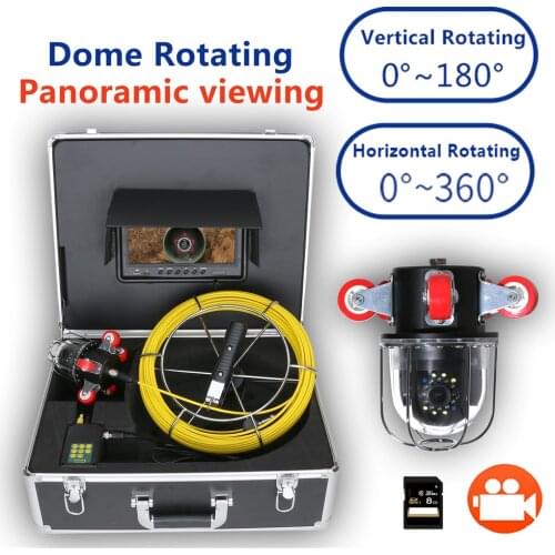 9 inch Pipe Inspection Video Camera Drain Sewer Pipeline Industrial Endoscope support DVR Video recording 360 Degree Rotating