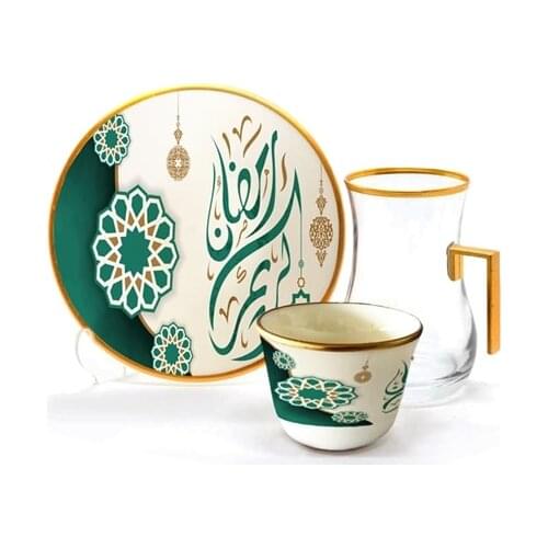 Drop Efe Handled Tea & Arabian Coffee Cup Set 18 Pieces Ramadan My frame