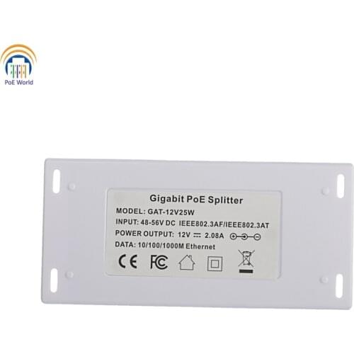 Gigabit PoE Splitter 1000Mbps Ethernet speed power over ethernet splitter with 12 Volt 25 Watt output for 12V non-poe devices