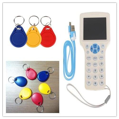 RFID Copier H-ID Cloner Duplicator Programmer Writer + 5pcs 125KHz T5577 EM4305 Keytag +5pcs 13.56MHz UID Writable Token
