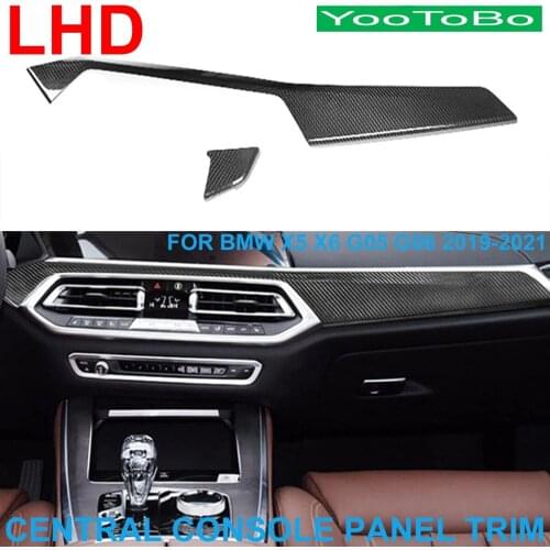 LHD Car Styling Real Dry Carbon Fiber Interior Central Console Decorative Panel Cover Trim Sticker For BMW X5 X6 G05 G06 19-2021
