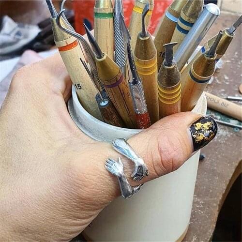 Simple Creative Love Hands Embracing Open Ring For Women Mini Cute Brand Lovers Hug Adjustable Rings Party Men Jewelry A940