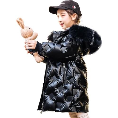 Waterproof Hooded Shiny Girl Jacket 5-14 Years Kids Teenagers Parka Child Coat 2020 Russian Winter Down Jacket For Girls