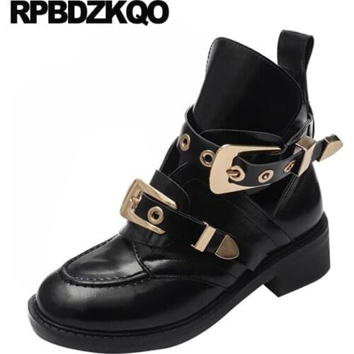 Women Platform Metal Shoes Waterproof Black Ankle Designer Chunky Brand Patent Leather Round Toe Block Punk Rock Boots 2017