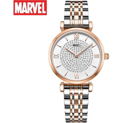 Disney Official Marvel The Avengers Women Business Casual Wristwatches Sapphire Glass Bling Stars Sky Elegant Ladys Gift Clock