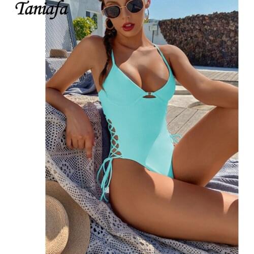 2021 Swimwear One Piece Swimsuit Women Backless Bikini Swimsuit Sport Bodysuit Beach Bathing Suit Swim
