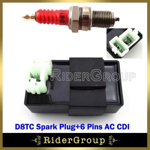 6 Pin AC CDI D8TC Spark Plug 150cc 200cc 250cc ATV Scooter Moped Roketa Taotao Sunl Kazuma Quad