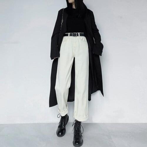 White Jeans Spring High Waisted Jeans Slimming Straight Loose Wide Leg Women Jeans Grandpa Pants Solid Color Baggy Jeans Women