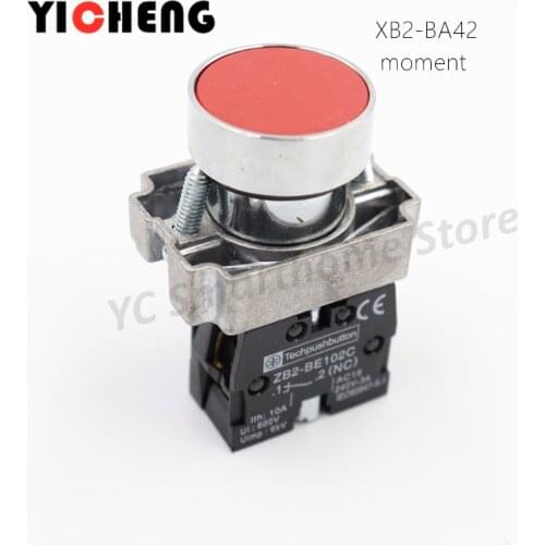 1Pcs Momentary Push button switch 22mm 10A 240V~3A Circular small size Flat round Panel NC/NO Tech Push Button