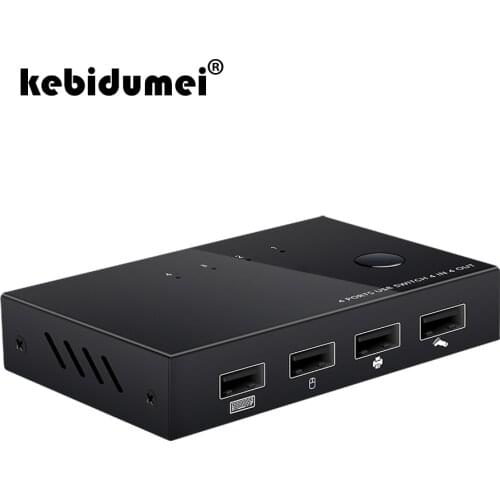 USB KVM Switch Box 4 Port Video Display USB Switch KVM Switcher Splitter Box for 4 PC Sharing Printer Keyboard Mouse KVM