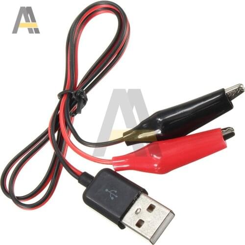 58cm Metal Alligator Clip Clamp to USB Male Connector Power Supply Crocodile Electrical Testing Probe Meter Black Red