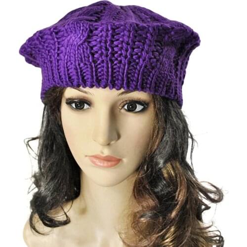 Fashion Womens Lady Beret Braided Baggy Beanie Crochet Hat Ski Knitted Cap