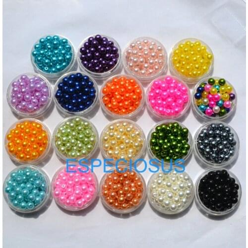 100pcs DIY Fashion Jewelry Accessory 8MM Acrylic Beads Plastic Pearl Round Shape 19 Different Colors Bracelet Making Departments