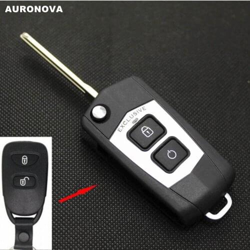 AURONOVA New Upgrade Folding Key Shell for Hyundai Elantra 2 Buttons Remote Car Key Case