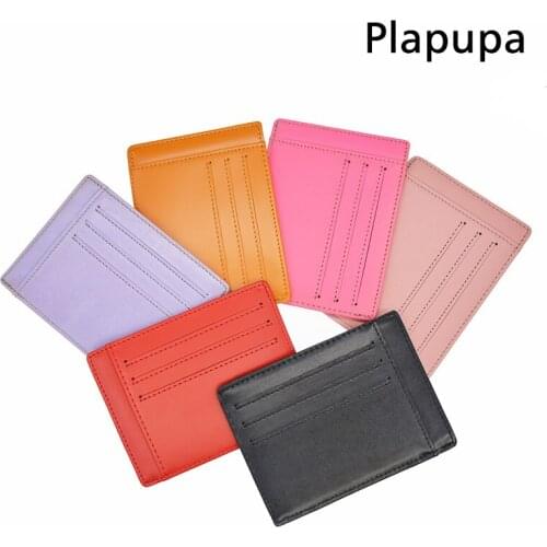 Plus Size Genuine Leather Card Holder Flat Dermal Skin Card Case Smooth Coin Money Pockets Custom Name Company LOGO