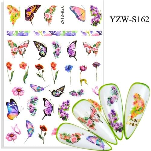 3D Stickers for Nails Spring Summer Self-adhesive Stickers Butterfly Flowers Stripe Nail Art Decorations Nail Foil Accessories
