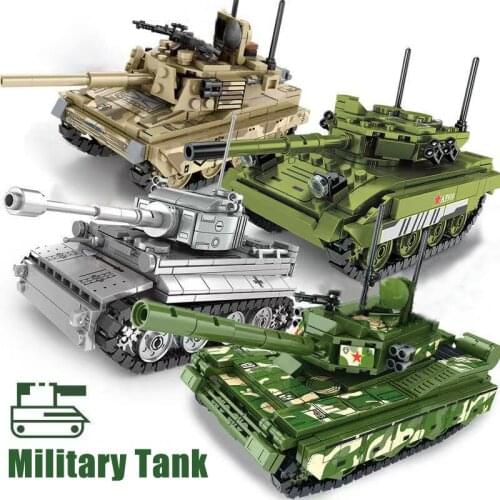 MOC Military German King Tiger Tank Model Building Blocks Army WW2 Soldier Figures Man Weapon Car Truck Bricks 3D Model Toys