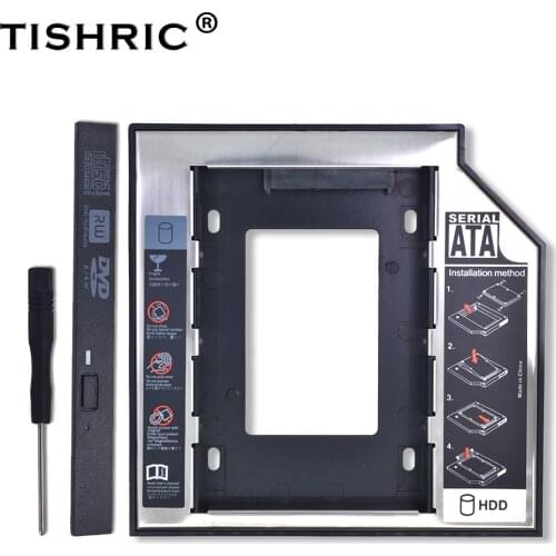 TISHRIC Universal Aluminum Plastic for Laptop CD-ROM 7-12.5mm 2.5"SSD 2nd HDD Caddy 12.7mm SATA3.0 Hard Drive Case Enclosure