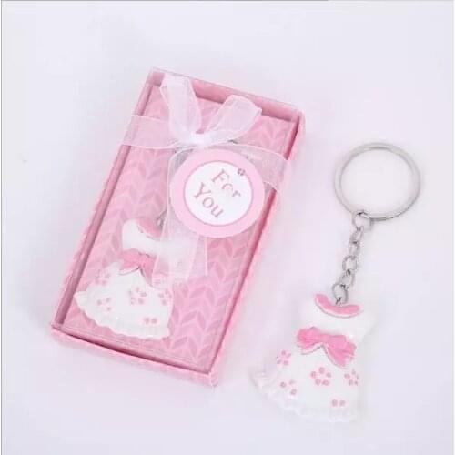 10pcs Baby Shower Favors pink Clothes Design Keychain Baby Baptism Gift For Guest Birthday Party Souvenir
