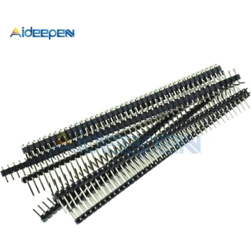 10Pcs/lot 40 Pin 1x40 Single Row Male 2.54mm Breakable Pin Header Right Angle Connector Strip Bending