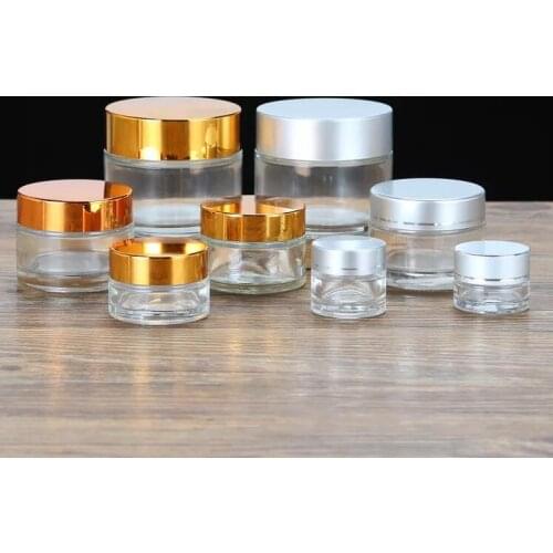 100pcs 5/10/15/20/30/50/80/100g Clear Glass Refillable Ointment Bottles Empty Cosmetic Jar Pot Eye Shadow Face Cream Containers