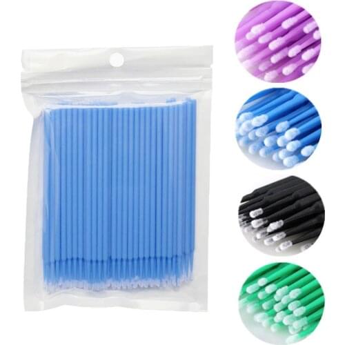100 Pieces / Bag Disposable Special Eyelash Removal Swab Micro Brush Eyelash Extender Eyelash Extender Colored Cotton Swabs