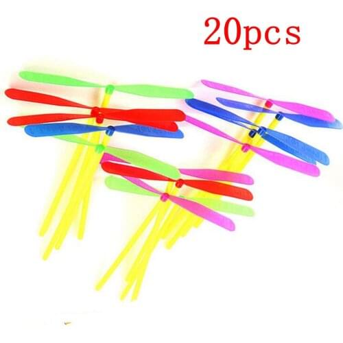 24pcs Novelty Plastic Bamboo Dragonfly Propeller Outdoor Classic Toy Kid Gift Rotating Flying Arrow Multicolor Random Color