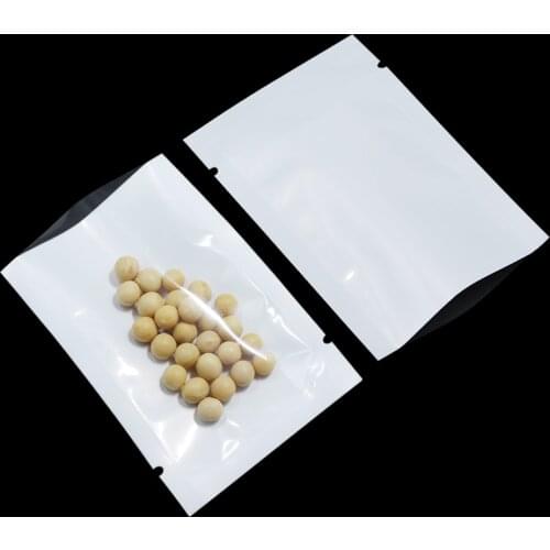 200Pcs White Clear Food Grade Film Plastic Bag Open Top Vacuum Heat Seal Decoration Gift Tea Grain Package Flat Pocket Bag