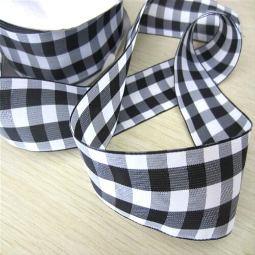 25 38 50mm Width 100% polyester Black white Plaid Ribbons scottish Gift bows Tartan Gingham Ribbon ER01