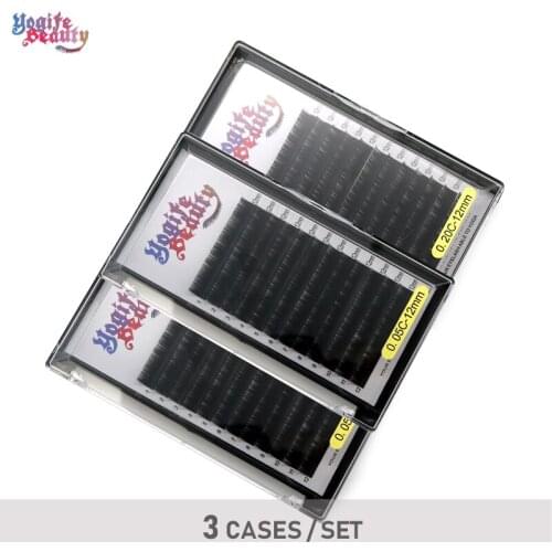 3 Trays/Lot 3d Silk Mink Lashes Soft Materia 100% Hand Made C D Curl Classical Maquiagem Cilios for Professionals From Yogife