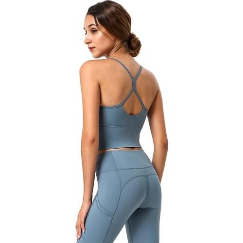 United States running sports bra naked beauty feeling back spaghetti straps sports bra quick-drying yoga female vest