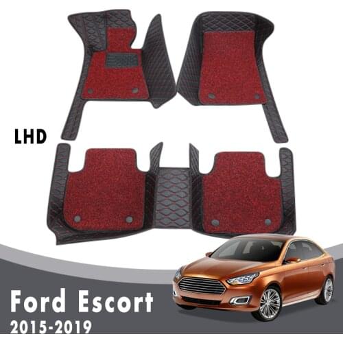 Car Floor Mats For Ford Escort 2019 2018 2017 2016 2015 Double Layer Wire Loop Carpets Auto Interior Parts Accessories Foot Pads