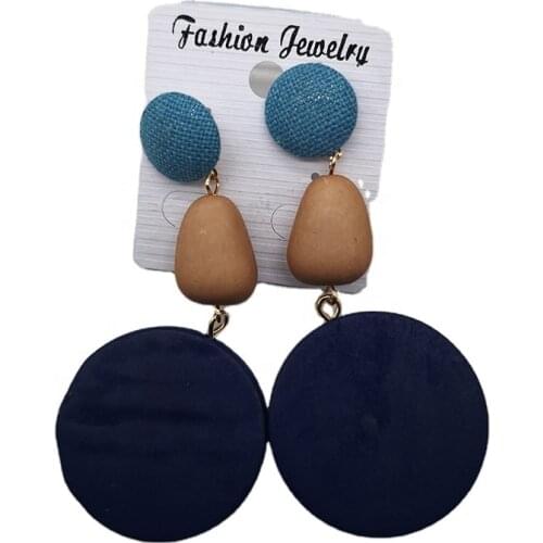 Free Shipping!newest fabric wooden earrings can mixed 6 colors