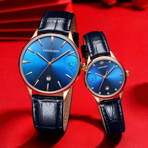 Hot Couple Watches LONQUEEN Fashion Lovers Watches Men Women Luxury Quartz Wristwatch For Lovers Unisex Sapphire Wristwatches