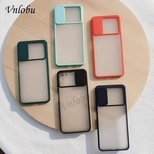 For Xiaomi POCO M3 X3 NFC Case Slide Camera Lens Protection Transparent Phone Case For Redmi Note 9S Mi 10T Pro Matte Soft Cover