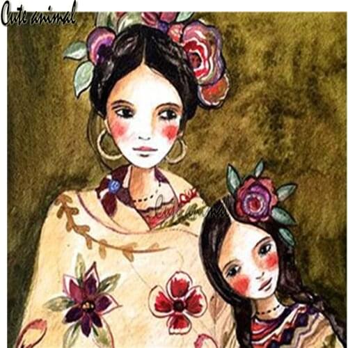 DIY Diamond Embroidery Mom and daughter 5D Diamond Painting Full Square Round Mosaic Diamond Art Needlework Crafts Decor Home