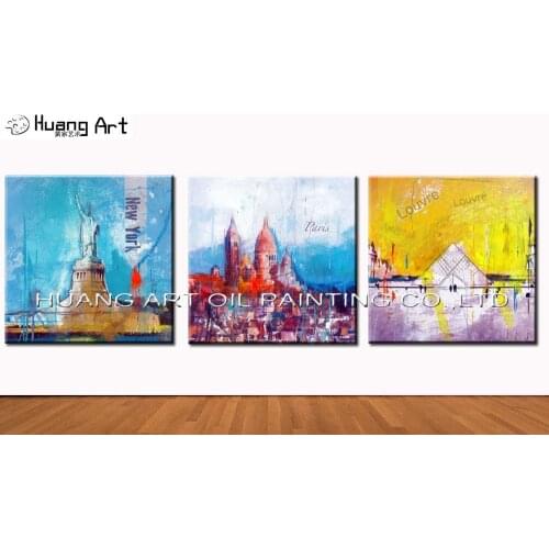 Skilled Artist Hand Painted Abstract Louvre Landscape Oil Painting on Canvas Modern City Landmark Buildings Picture Wall Art