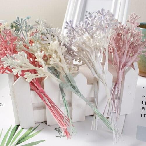 6pcs/lot 14cm Long Stamen Artificial Flower Plants Bouquet DIY Wreat Box Craft For Wedding Home Decoration Fake Berry Flowers